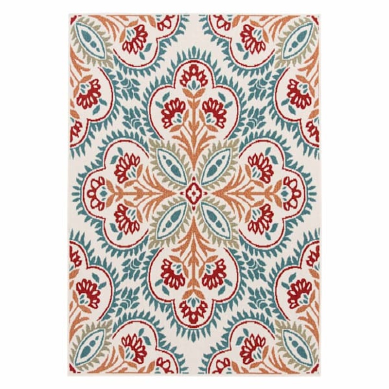 Solstice Annalise Blue & Red Outdoor Area Rug, 5×7