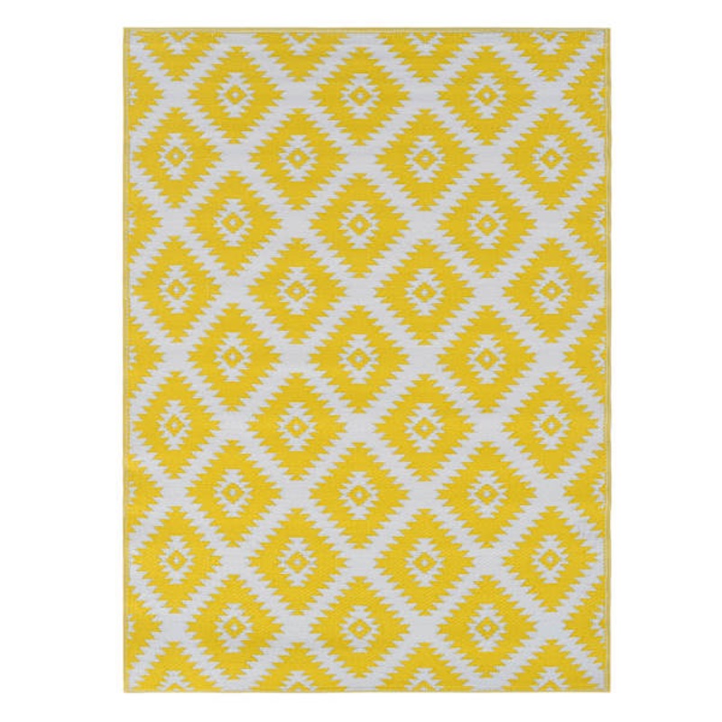 Yellow Diamond Design Plastic Outdoor Area Rug, 5×7