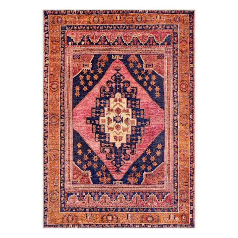 (B794) Amelie Multicolor Medallion Washable Area Rug, 5×7