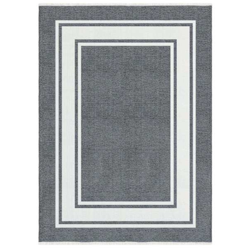 (B841) Noa Grey Border Washable Area Rug, 5×7