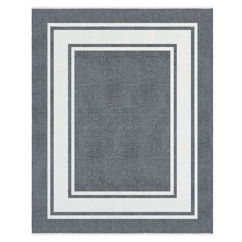 (B841) Noa Grey Border Washable Area Rug, 8×10