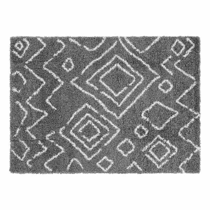 (C167) Dark Grey & Ivory Moroccan Style Shag Runner, 2×6