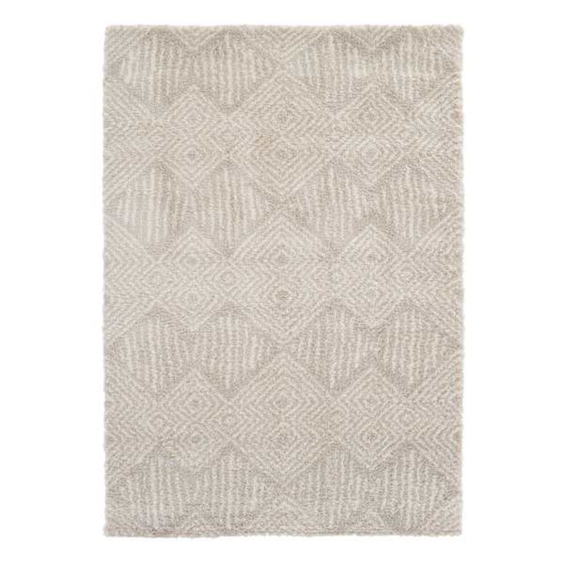 (C181) Macy Neutral Diamond Design Shag Area Rug, 8×10