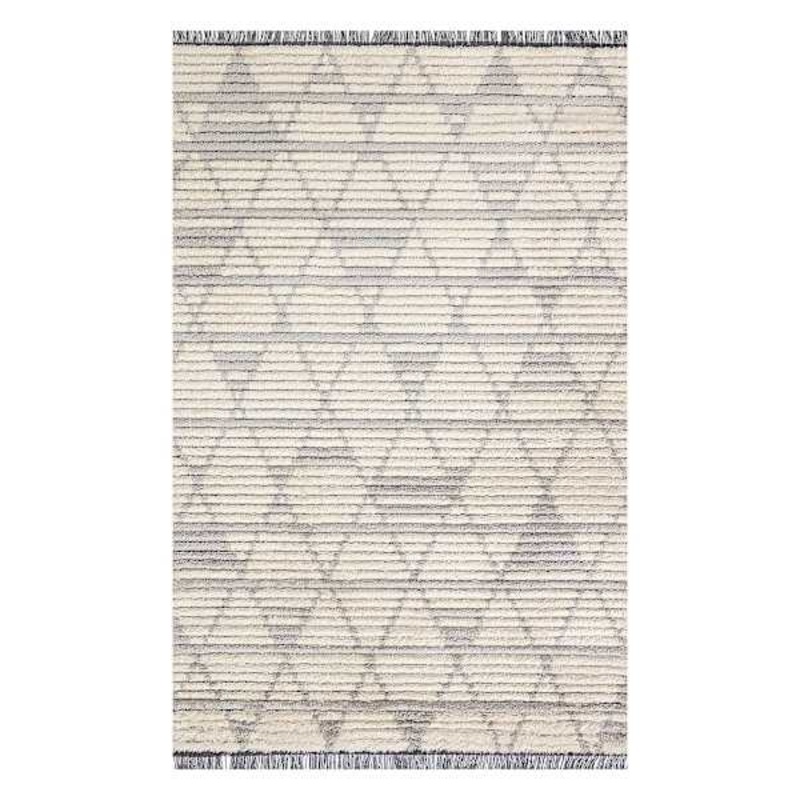 (C185) Tracey Boyd Elizabeth Grey Diamond Design Area Rug, 4×6