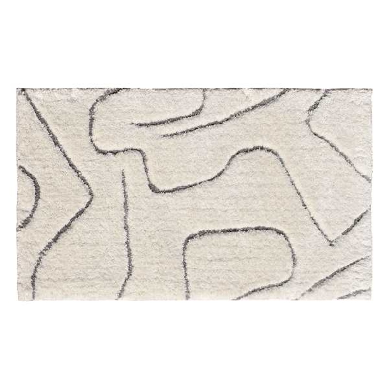 (C189) Crosby St. Ivory Geometric Shag Accent Rug, 2×3