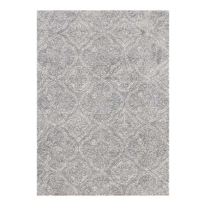 (C191) Hayne Grey Floral Shag Area Rug, 5×7