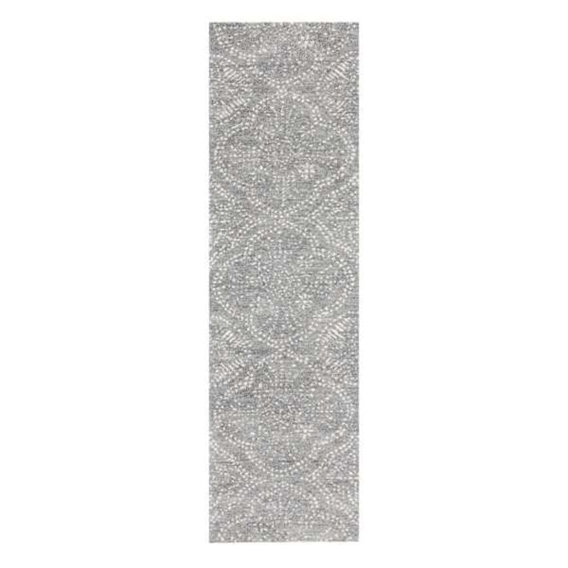 (C191) Hayne Grey Floral Shag Runner, 2×7