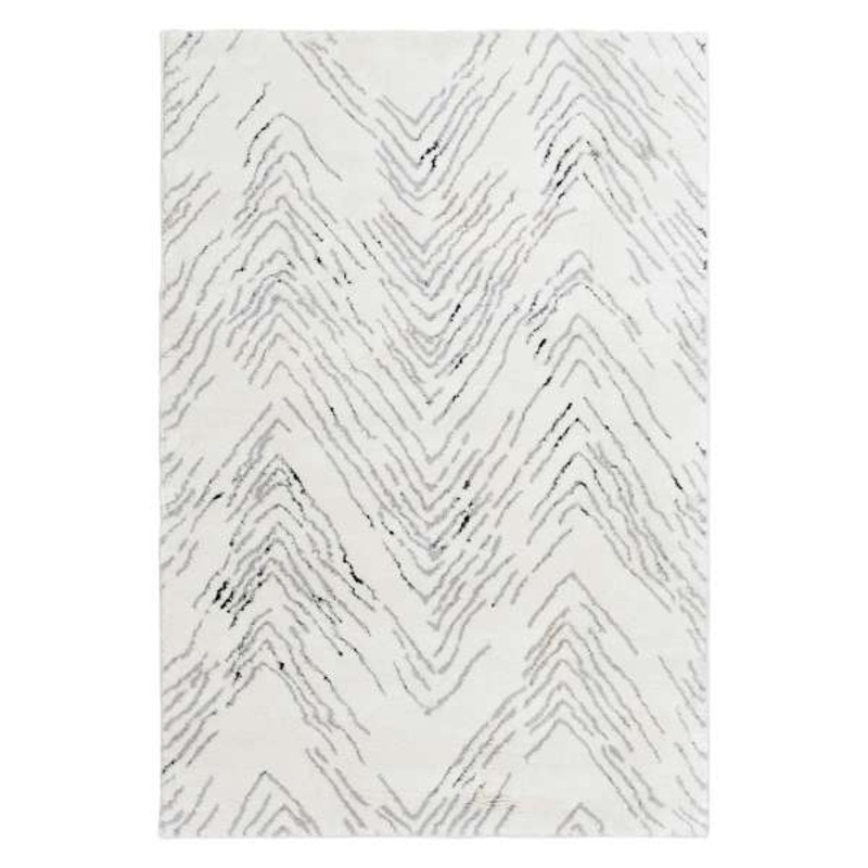 (C201) Mylah White Strato Shag Area Rug, 5×7