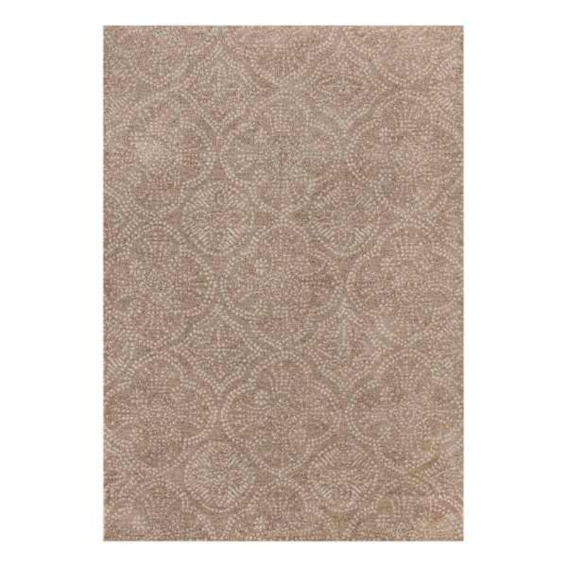 (C202) Hayne Neutral Floral Shag Area Rug, 5×7