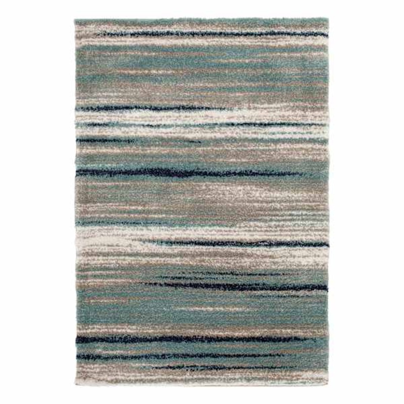 (C203) Tulsa Aqua & Navy Shag Area Rug, 5×7