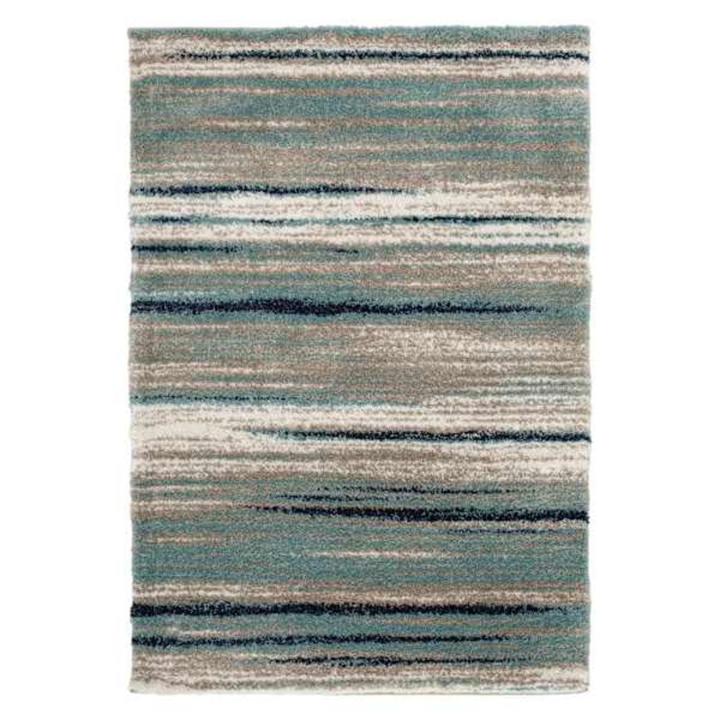 (C203) Tulsa Aqua & Navy Shag Area Rug, 7×10