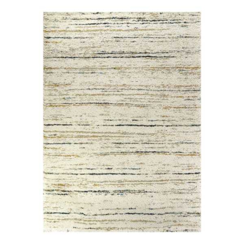 (C99) Sedona Ivory Abstract Design Shag Area Rug, 5×7