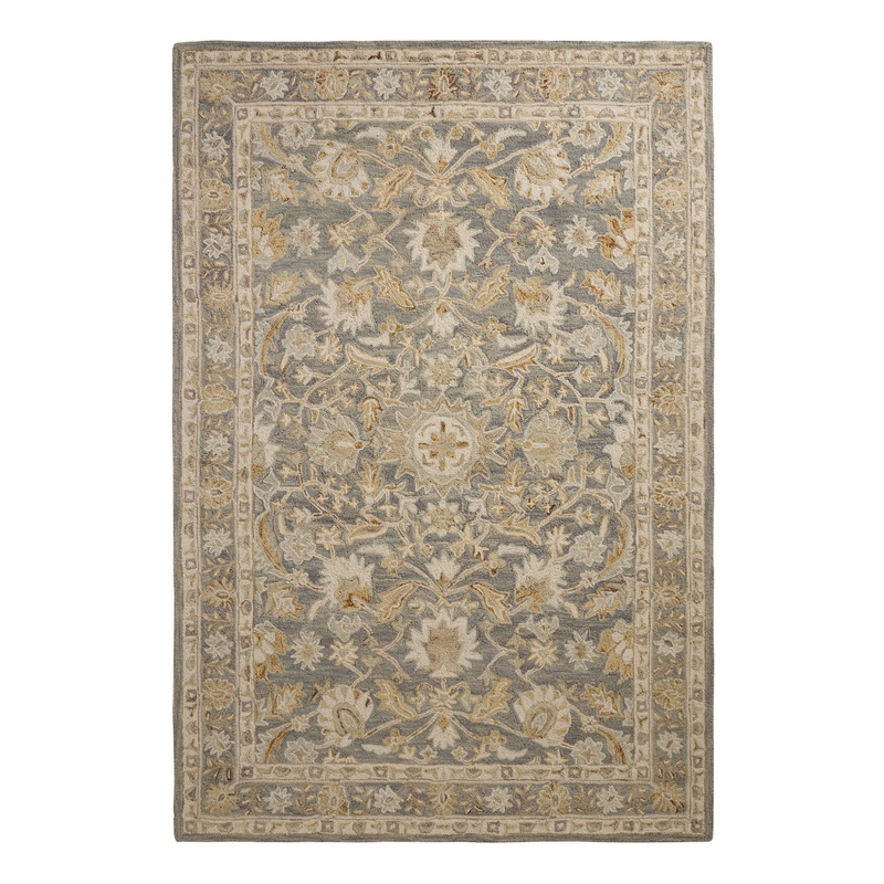 Carmel Blue Floral Tufted Wool Traditional Style Area Rug