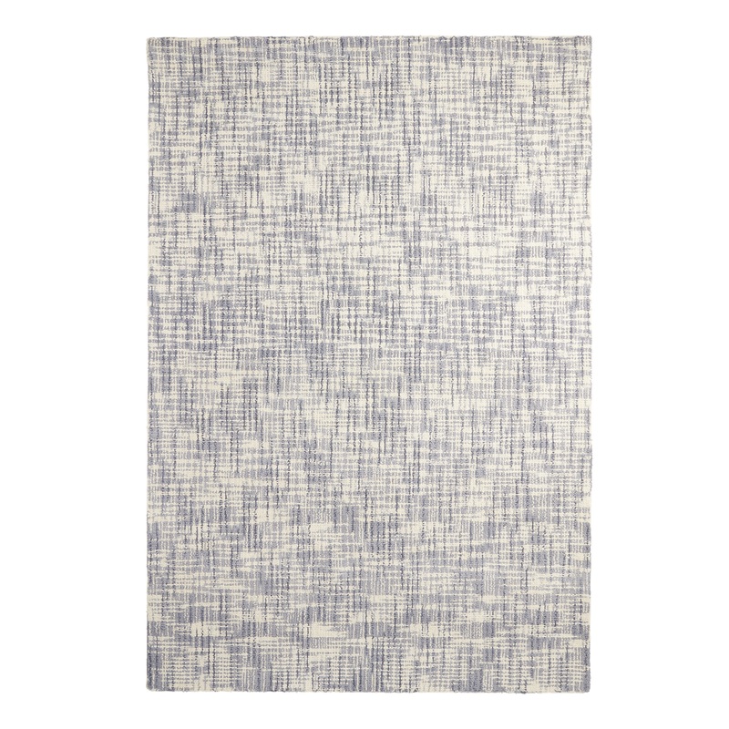 Chase Blue and Ivory Plaid Tufted Wool Area Rug