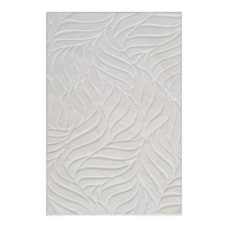 Curve White Wavy Leaves Area Rug, 4×6