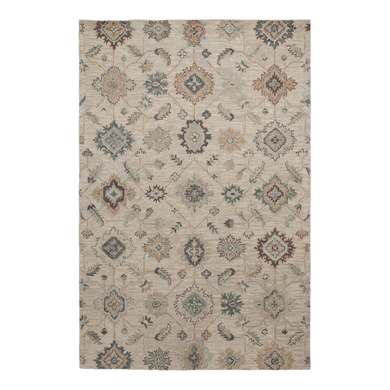Eliana Sage Green and Purple Floral Tufted Wool Area Rug