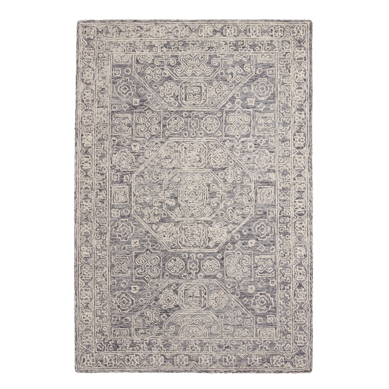 Gray and Ivory Tufted Wool Reyes Area Rug