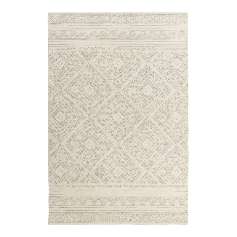 Kelsey Ivory Diamond Tufted Wool Area Rug
