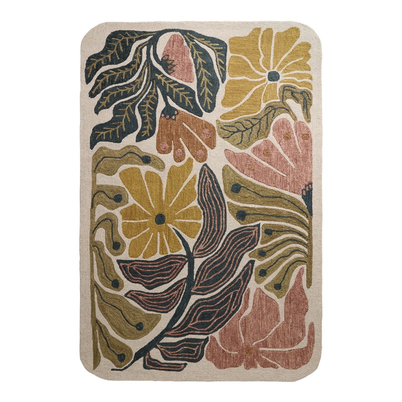 Lucia Multicolor Floral Tufted Wool Rounded Area Rug