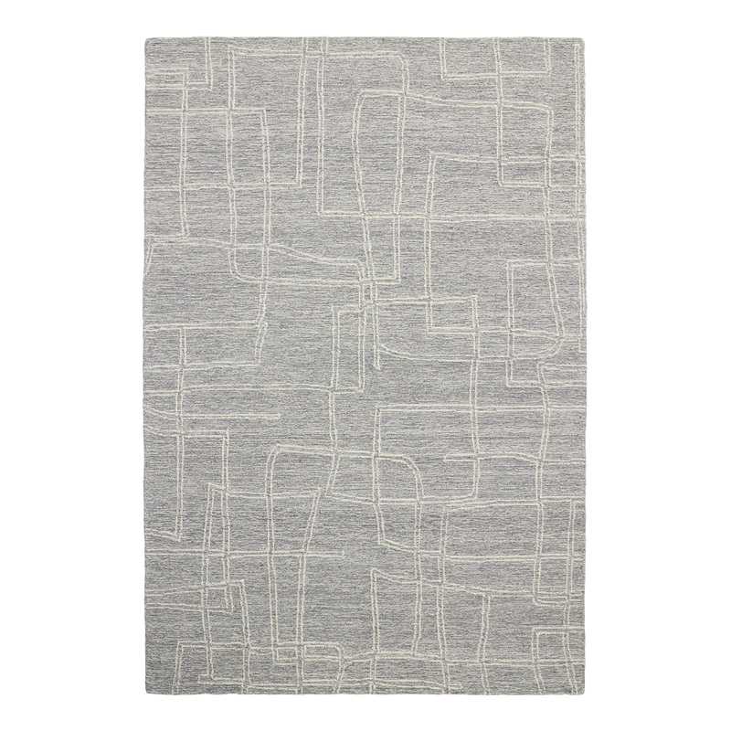 Maze Ivory and Gray Tufted Wool Blend Area Rug