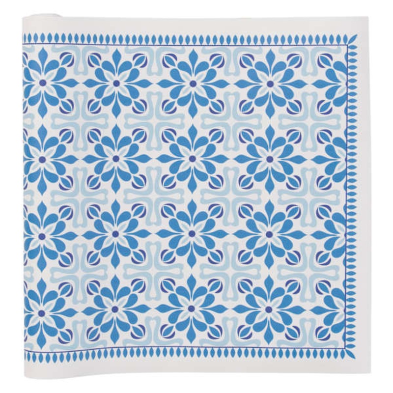 Vinyl Blue/Ivory Runner 2×5