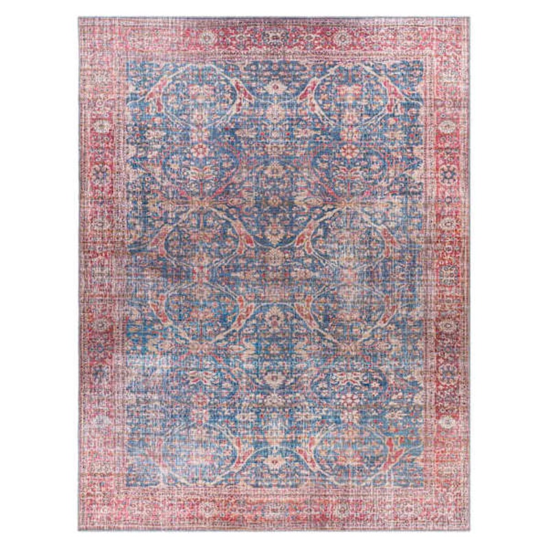 (B860) Honeybloom Colin Red & Blue Floral Medallion Washable Area Rug, 8×10