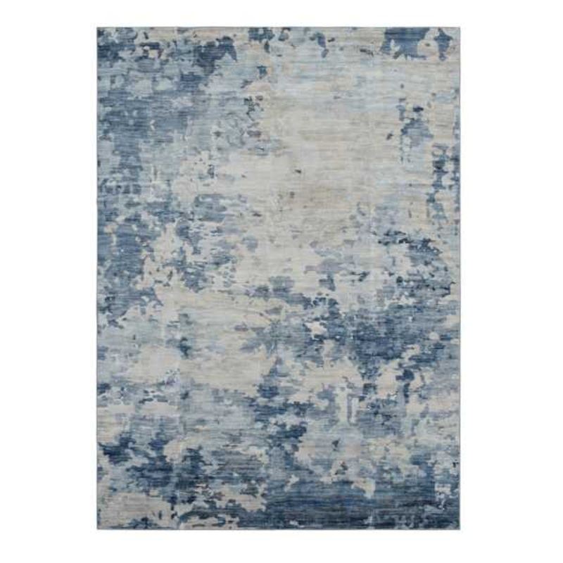 (B875) Crosby St. Dove Grey Splash Patterned Washable Area Rug, 5×7