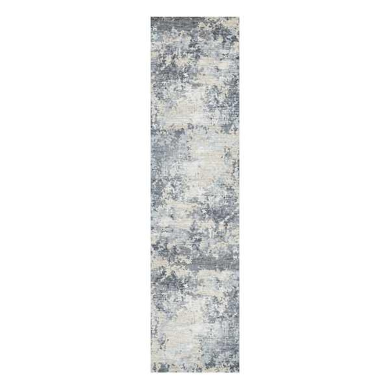 (B875) Crosby St. Dove Grey Splash Patterned Washable Runner, 2×8