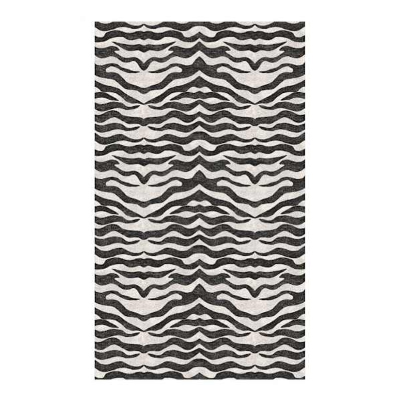 (B877) Dove Grey & Black Tiger Patterned Washable Accent Rug, 3×5