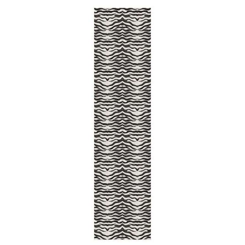 (B877) Dove Grey & Black Tiger Patterned Washable Runner, 2×8