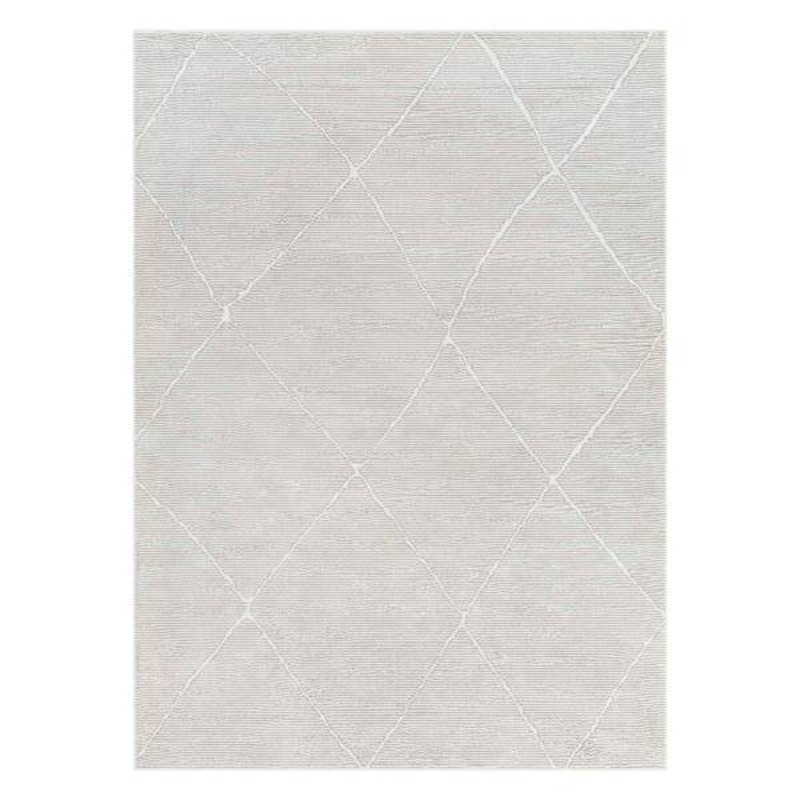 (B878) Alder Grey Diamond Design Washable Accent Rug, 3×5