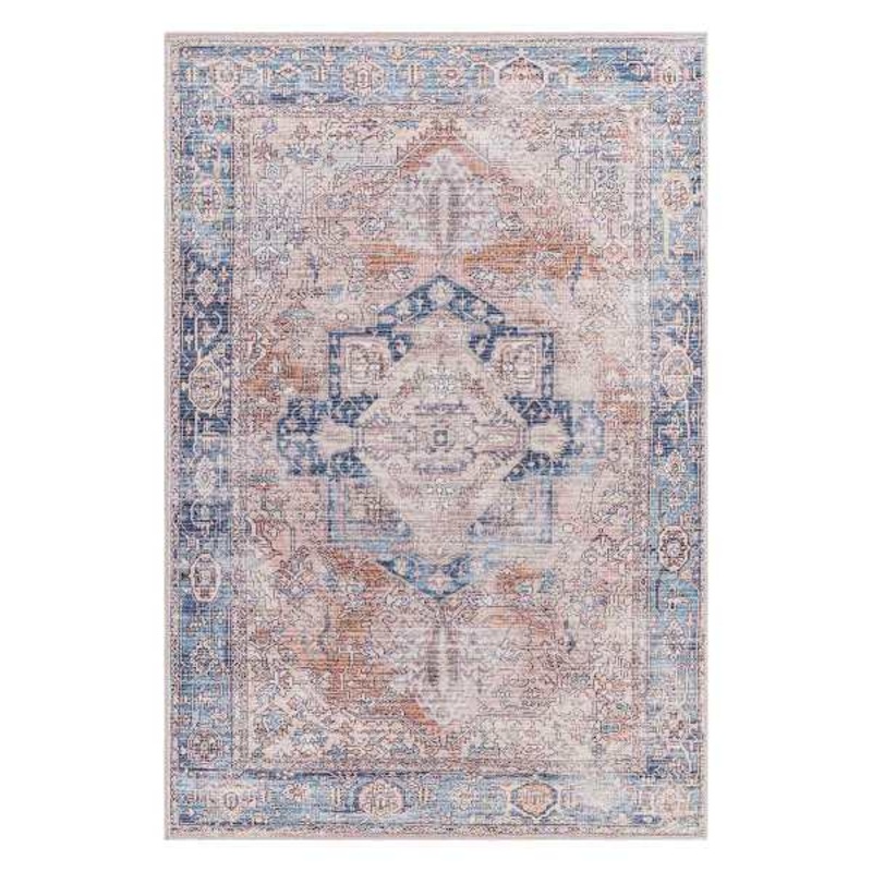 (B882) Colin Blue Medallion Washable Accent Rug, 3×5