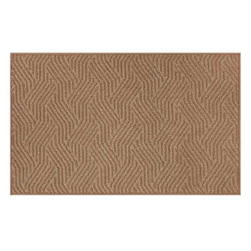 Brown Knitted Interlock Gel Back Washable Accent Rug, 21×34