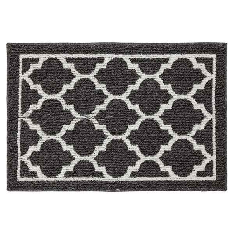 Chai Tea Geometric Charcoal & White Lattice Washable Accent Rug, 20×30