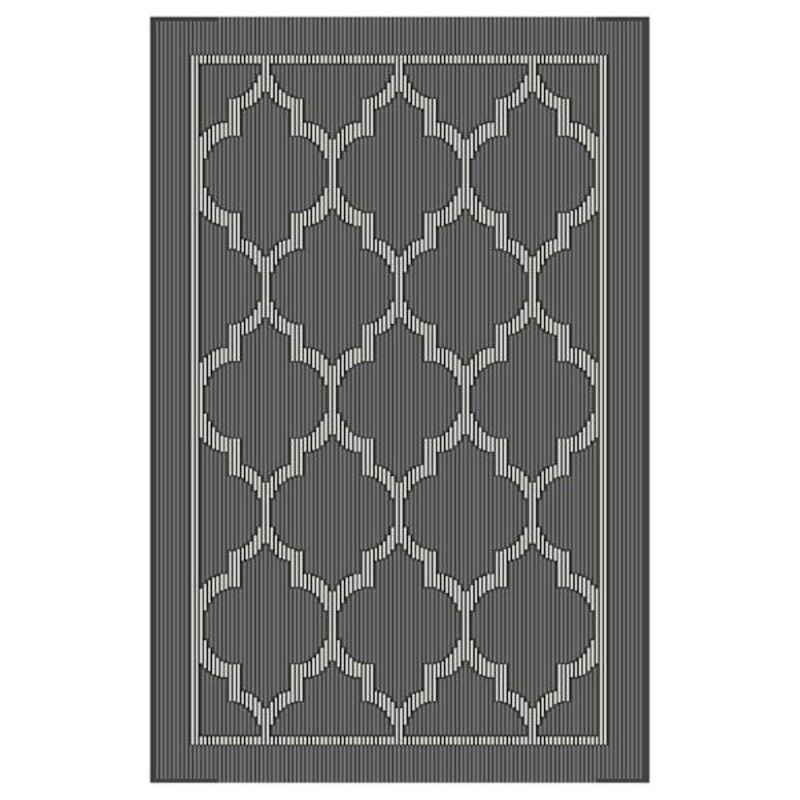 Chai Tea Geometric Charcoal & White Lattice Washable Accent Rug, 30×46