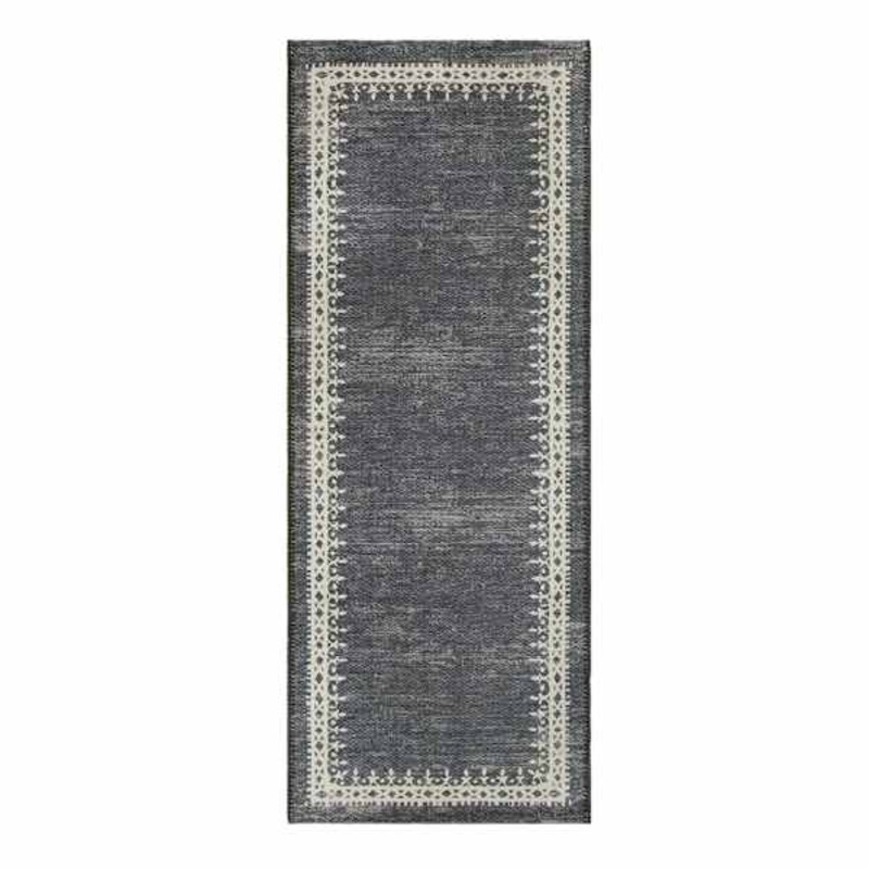 Charcoal Border Gelback Washable Kitchen Runner, 2×5