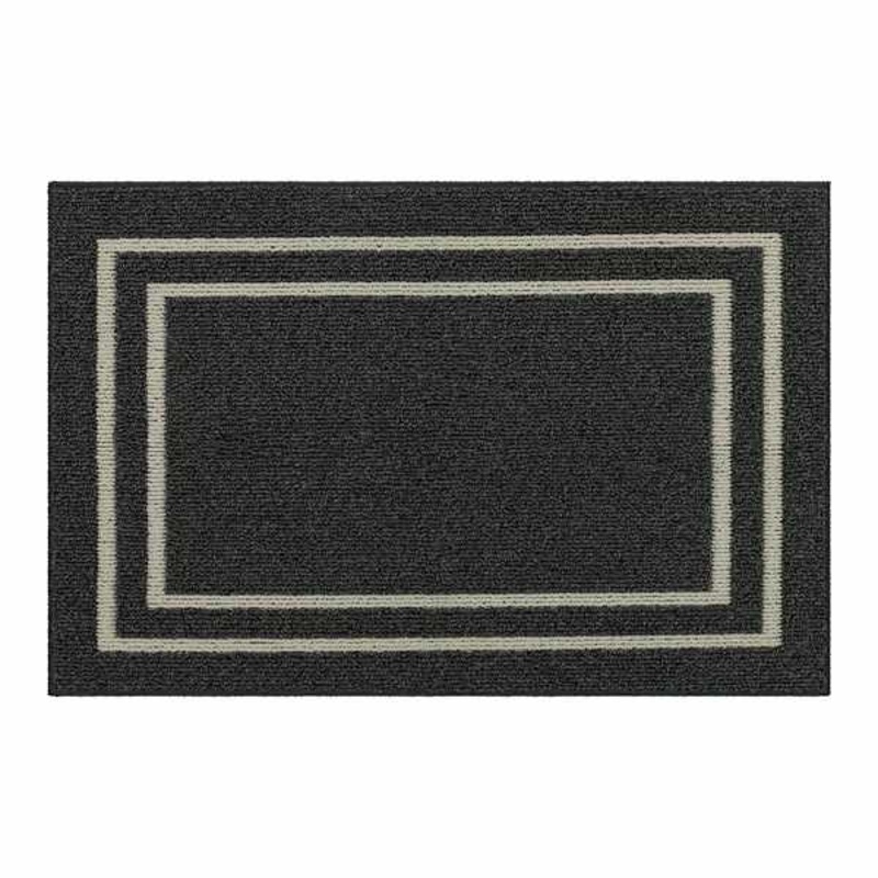 Charcoal Double Border Washable Tufted Accent Rug, 20×30
