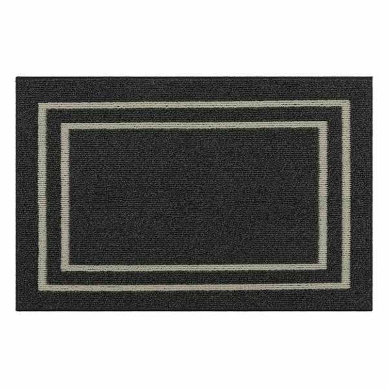 Charcoal Double Border Washable Tufted Accent Rug, 30×45