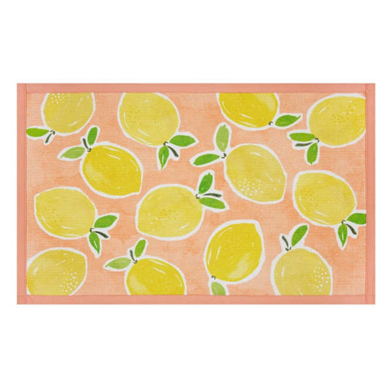 Coral Lemons Washable Kitchen Mat, 21×34