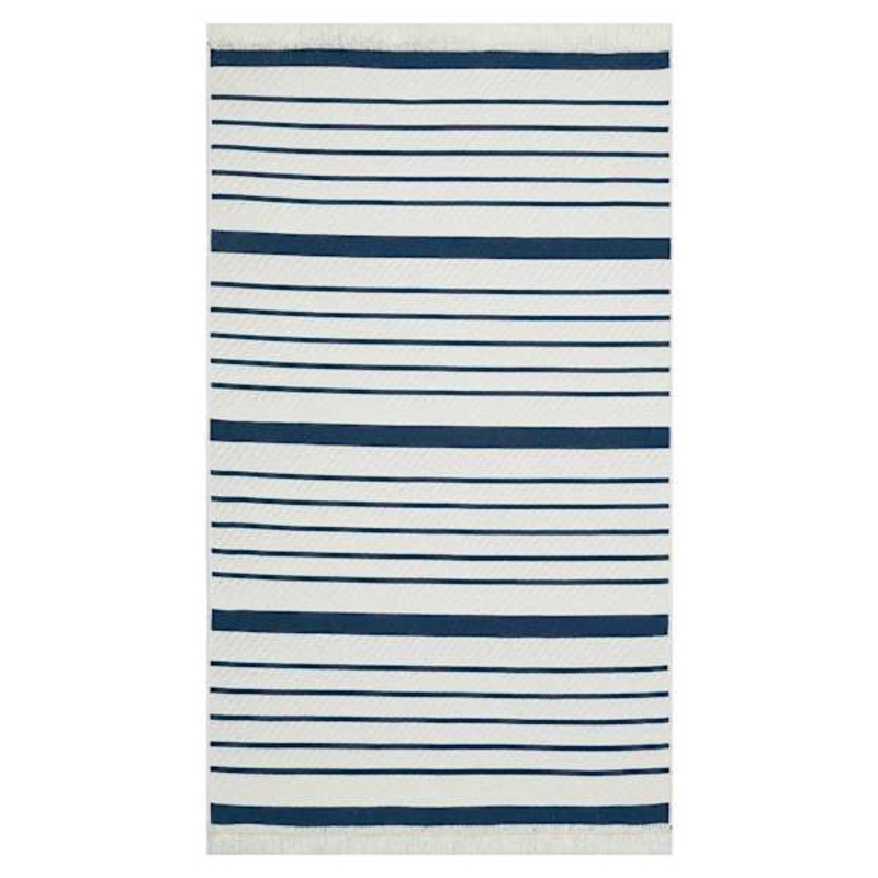 (D585) Arya Blue Striped Washable Accent Rug, 3×5