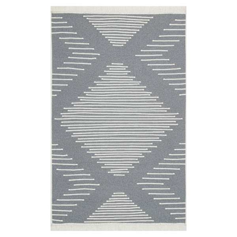 (D586) Arya Grey Diamond Design Washable Accent Rug, 3×5