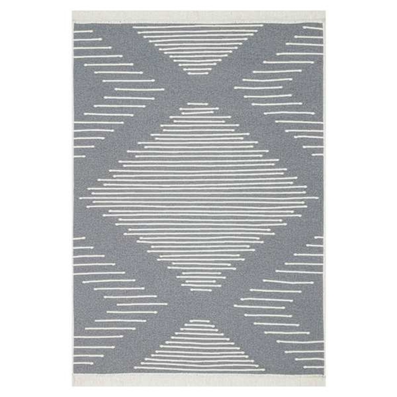 (D586) Arya Grey Diamond Design Washable Area Rug, 5×7