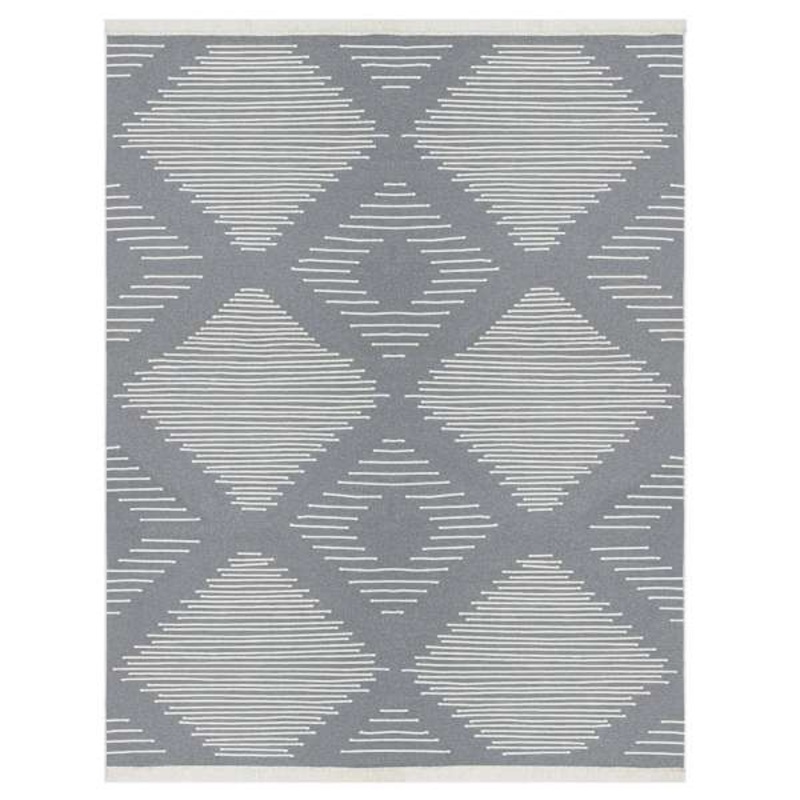 (D586) Arya Grey Diamond Design Washable Area Rug, 8×10