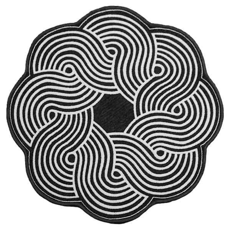 Elmbrook Black Border Round Washable Accent Rug, 3′