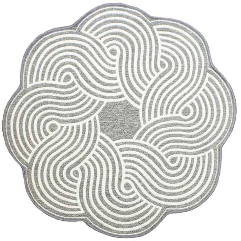 Elmbrook Grey Border Round Washable Accent Rug, 3′