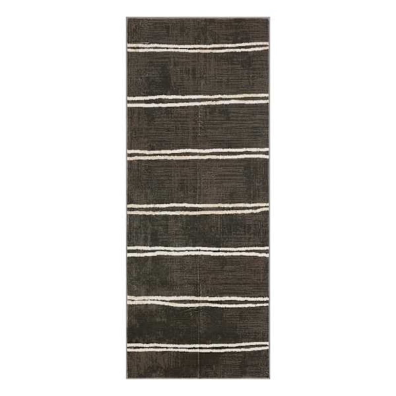 Freya Black Striped Washable Runner, 2×5