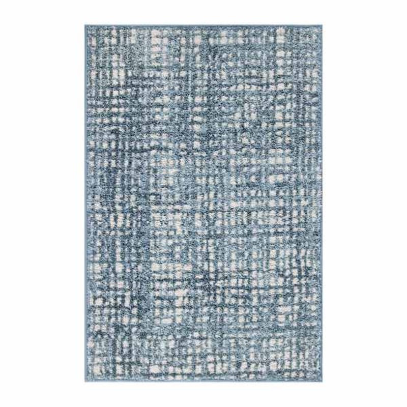 Grayson Blue Abstract Knitted Washable Accent Rug with Gel Latex Back, 24×36
