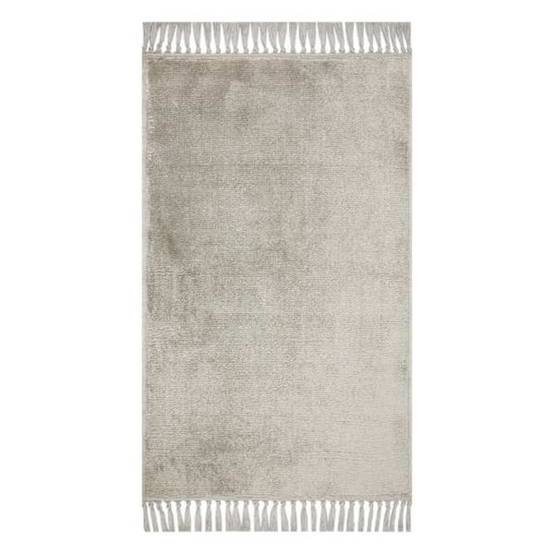Grey Knit with Fringe Washable Accent Rug, 2×4