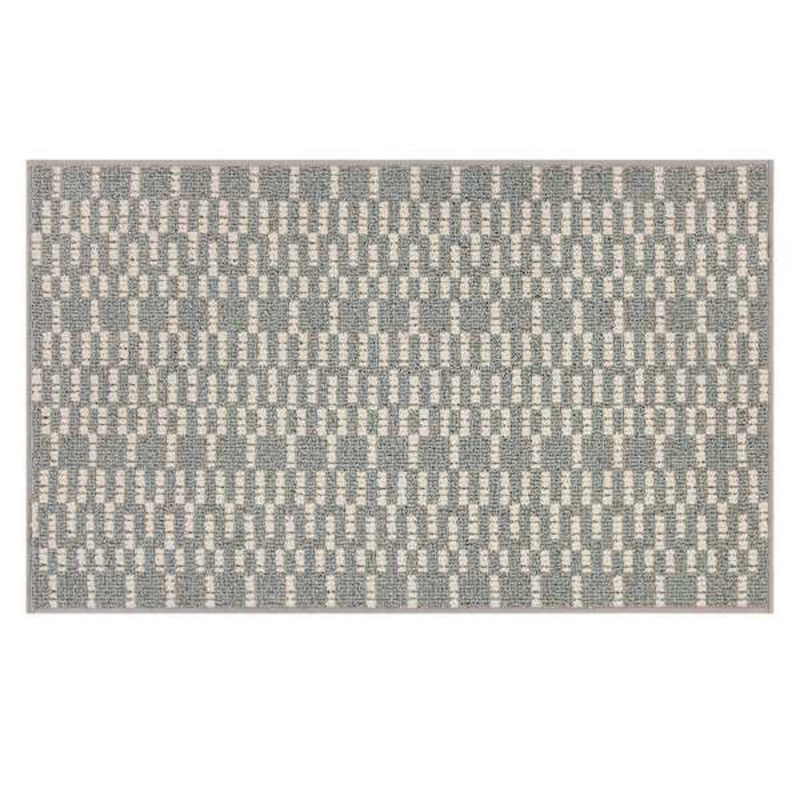Grey & White Knitted Grid Gel Back Washable Accent Rug, 21×34