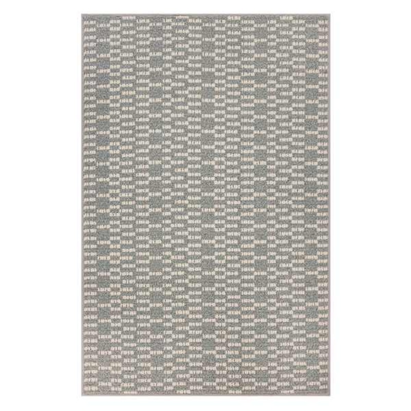 Grey & White Knitted Grid Gel Back Washable Accent Rug, 30×46